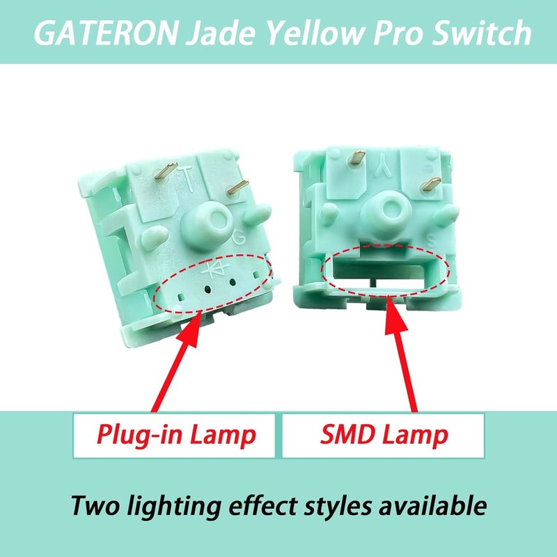 GUYEKS Gateron Jade Yellow Pro Open V3 Linear Keyboard Switch,5-Pin 55gf Pre-lubed Gaming Keyboard Switch Compatible with MX Mechanical Keyboard(36PCS,Jade Yellow Pro) - Image 5